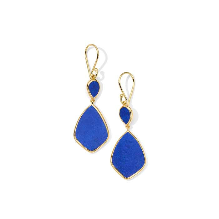 Ippolita Polished Rock Candy Lapis Lazuli Small Snowman Earrings in 18K Yellow Gold