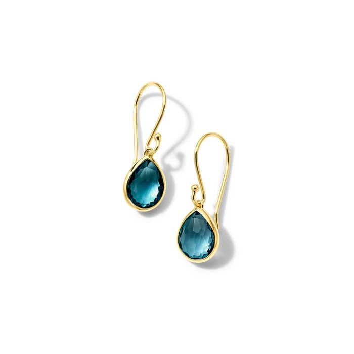 Ippolita Teeny Teardrop London Blue Topaz Earrings in 18K Yellow Gold