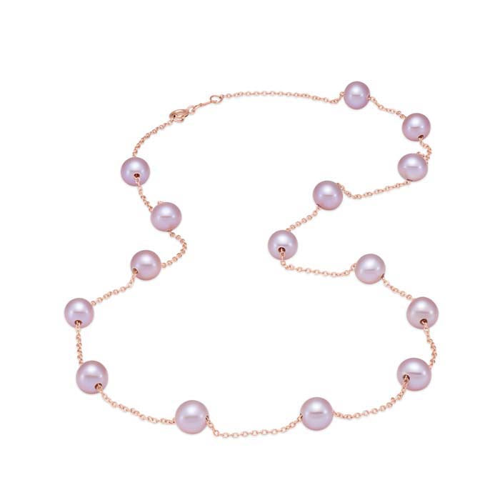 Mastoloni 17" 5.5-6mm Pink Freshwater Cultured Pearl Tin Cup Necklace in 14K Rose Gold