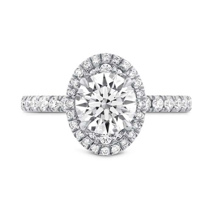 Hearts On Fire Juliette Oval Halo Complete Engagement Ring with Diamond Band in Platinum