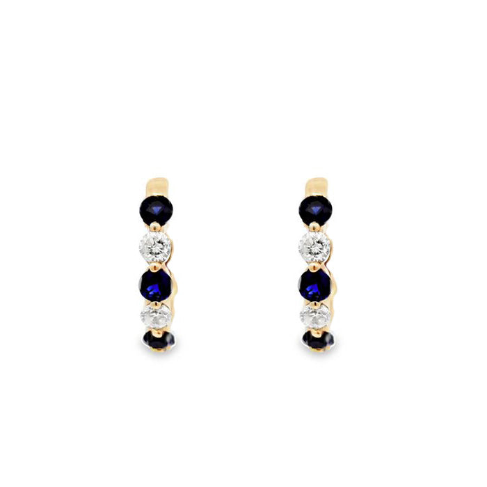 Mountz Collection Sapphire and Diamond Huggie Earrings in 14K Yellow Gold