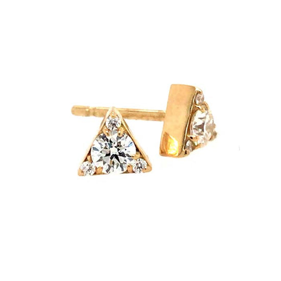 Hearts on Fire .26-.33CTW Triplicity Triangle Stud Earrings in 18K Yellow Gold