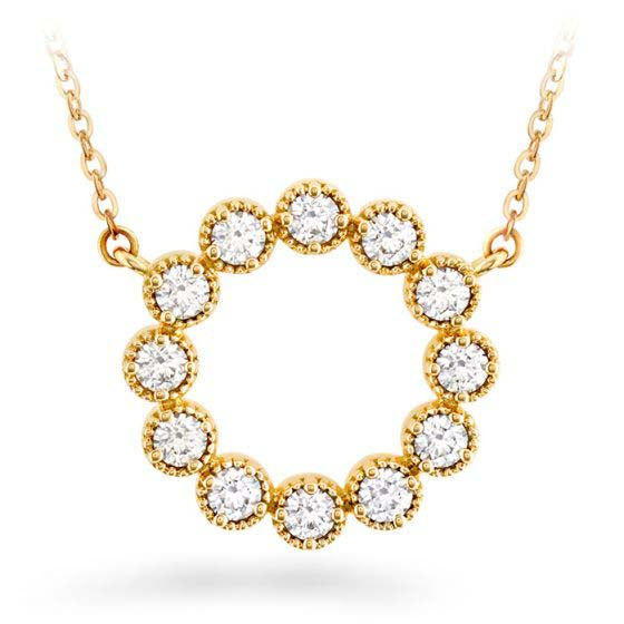 Hearts On Fire .34-.40CTW Liliana Milgrain Diamond Circle Pendant in 18K Yellow Gold