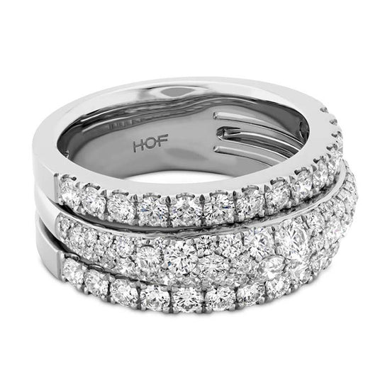 Hearts On Fire Grace Triple Row Small Domed Ring in 18K White Gold