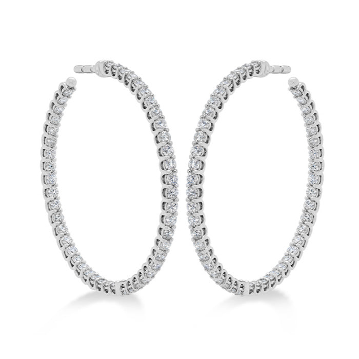 Hearts On Fire Signature Medium Inside-Outside Hoop Earrings in 18K White Gold