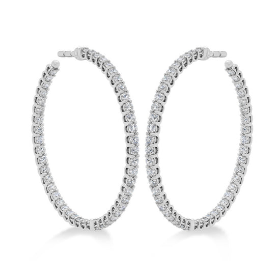 Hearts On Fire Signature Medium Inside-Outside Hoop Earrings in 18K White Gold