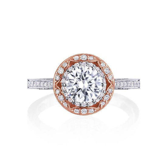 Tacori Round Bloom Diamond Engagement Ring Semi-Mounting in 18K White and Rose Gold