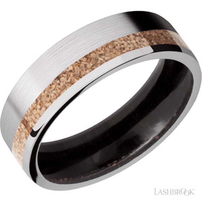 Lashbrook 7MM Wedding Band with Dinosaur Bone Inlay in Cobalt Chrome