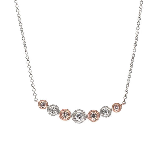 Mountz Collection Alternating Pink and White Diamond Pendant in 18K White and Rose Gold