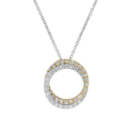 Mountz Collection Interlocking Circles Diamond Pendant in 18K Yellow and White Gold