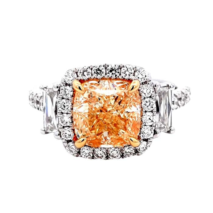 Mountz Collection Yellow Diamond Halo Ring in 18K White and Yellow Gold