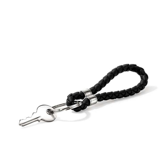 John Hardy Black Leather Key Chain in Sterling Silver