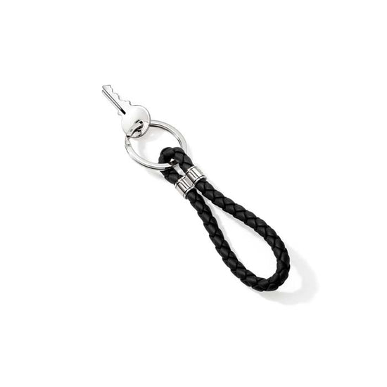 John Hardy Black Leather Key Chain in Sterling Silver