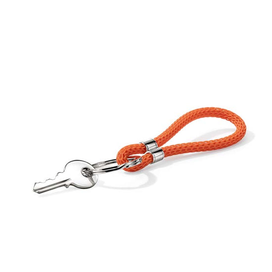 John Hardy Orange Woven Rubber Cord Key Chain in Sterling Silver