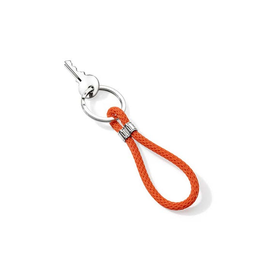 John Hardy Orange Woven Rubber Cord Key Chain in Sterling Silver