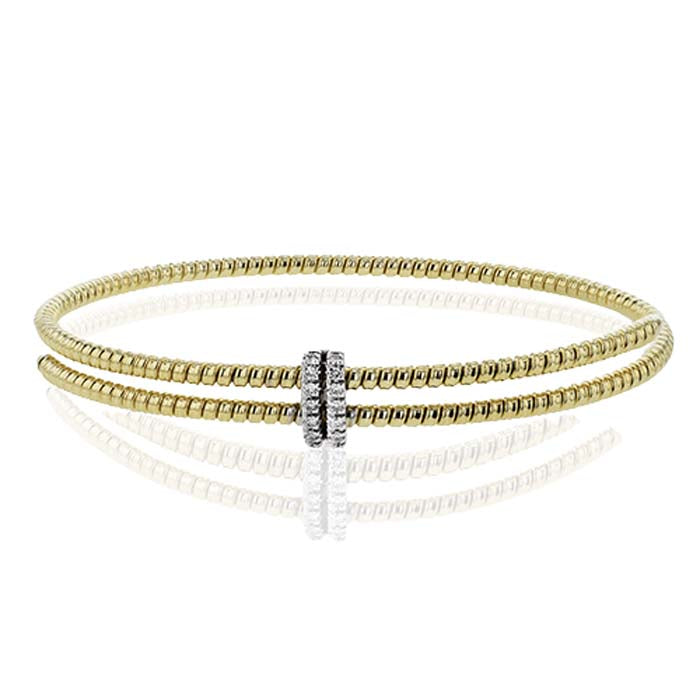 Simon G. Flexible Bangle Bracelet with Diamonds in 18K Yellow and White Gold