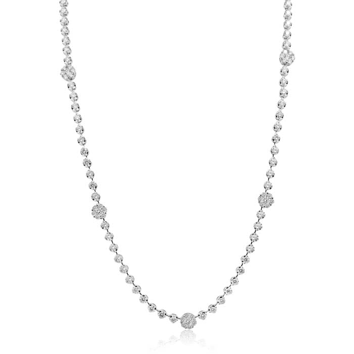 Simon G. 19" 3CTW Diamond Floret Station Necklace in 18K White Gold