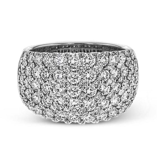 Simon G Ladies Domed Right Hand Diamond 18K White Gold Ring