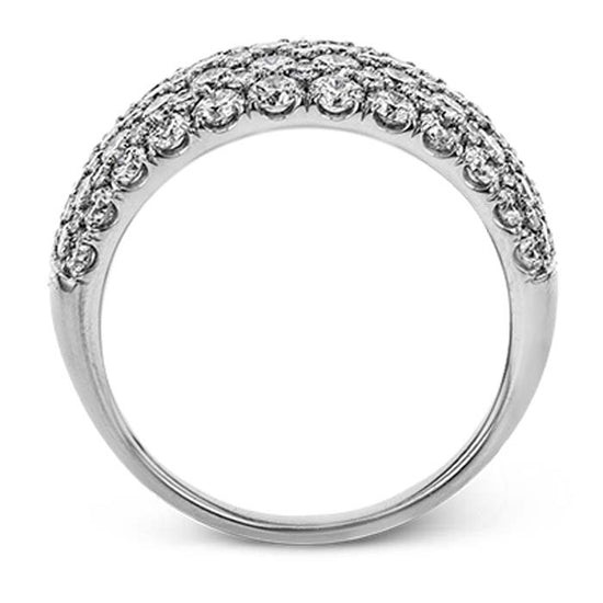 Simon G Ladies Domed Right Hand Diamond 18K White Gold Ring