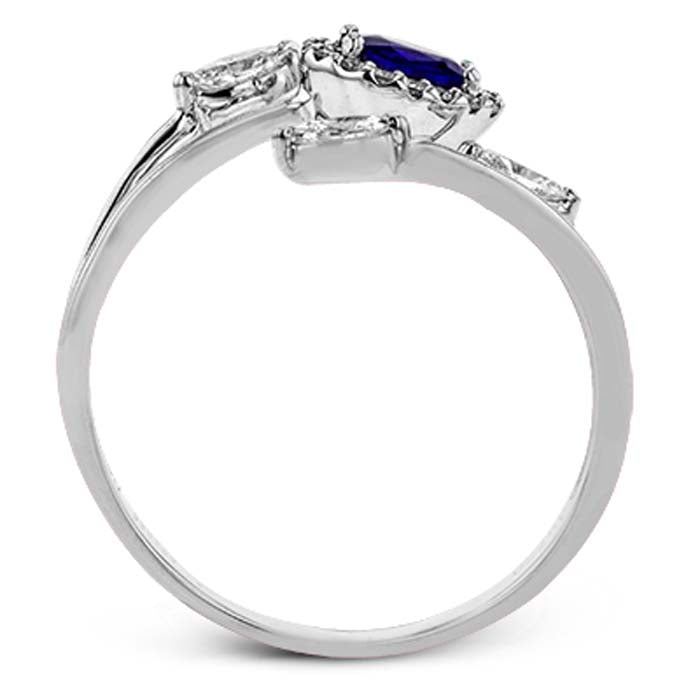 Simon G. Oval Blue Sapphire Open Bypass Ring in 18K White Gold