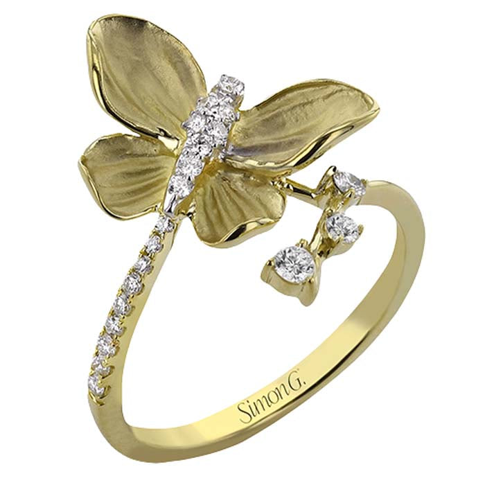 Simon G. Butterfly Bypass Diamond Ring in 18K Yellow Gold