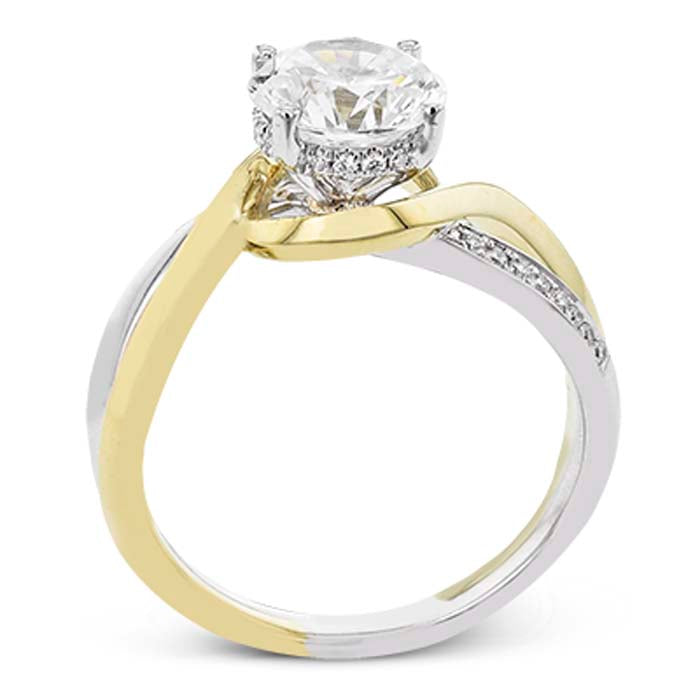 Simon G. Two-Tone Swirl Engagement Ring Semi-Mounting in 18K White and Yellow Gold