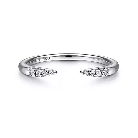 Gabriel & Co. Open Diamond Tipped Stackable Ring in 14K White Gold