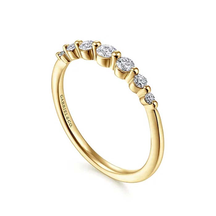 Gabriel & Co. Graduating Single Prong Diamond Stack Band Ring in 14K Yellow Gold