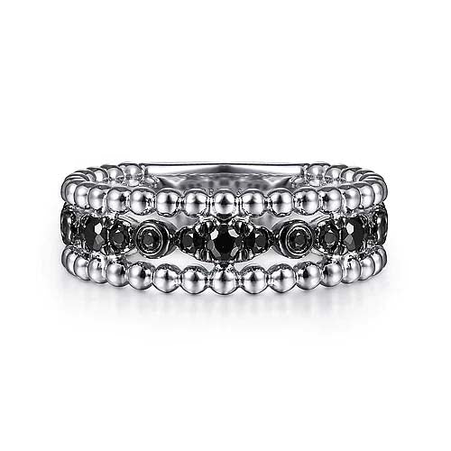 Gabriel & Co. Black Spinel Bujukan Stackable Ring in Sterling Silver