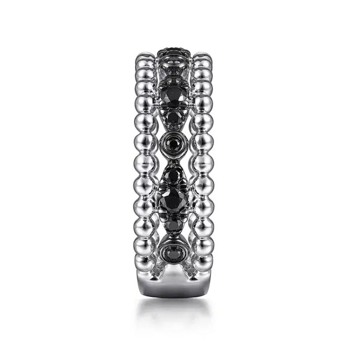 Gabriel & Co. Black Spinel Bujukan Stackable Ring in Sterling Silver