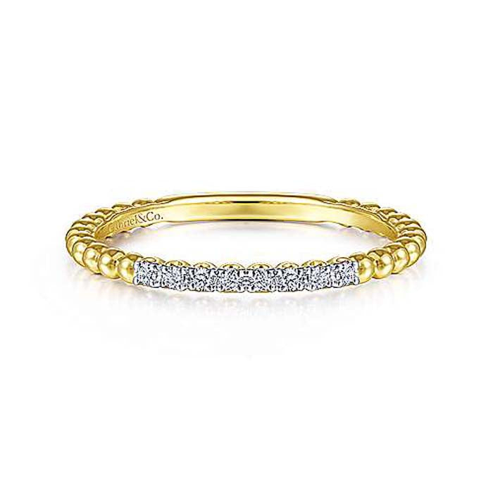 Gabriel & Co. Bujukan Bead and Diamond Stackable Ring in 14K Yellow Gold