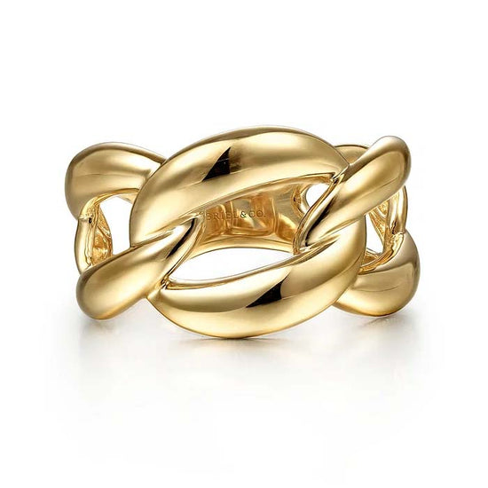 Gabriel & Co. Contemporary Link Chain Wide Band Ring in 14K Yellow Gold