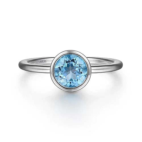 Gabriel & Co. Swiss Blue Topaz Ring in Sterling Silver