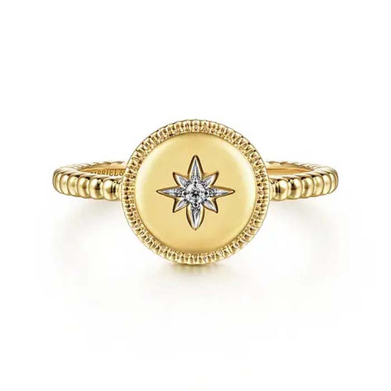 Gabriel & Co. Star "Bujukan" Signet Ring in 14K Yellow Gold