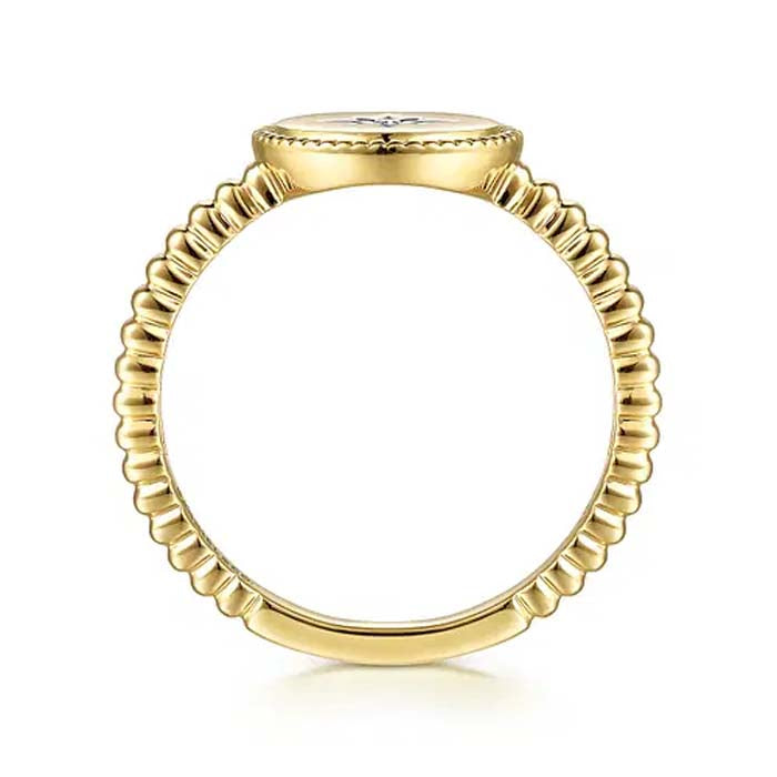 Gabriel & Co. Star "Bujukan" Signet Ring in 14K Yellow Gold