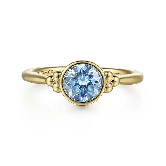 Gabriel & Co. Bujukan Blue Topaz Bezel Ring in 14K Yellow Gold