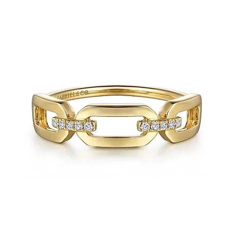 Gabriel & Co. Diamond Link Chain Ring in 14K Yellow Gold