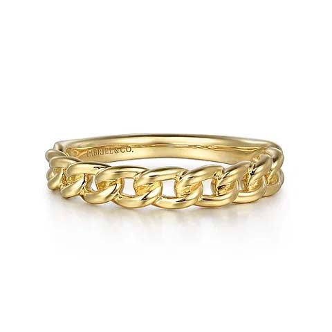 Gabriel & Co. Cuban Link Stackable Ring in 14K Yellow Gold