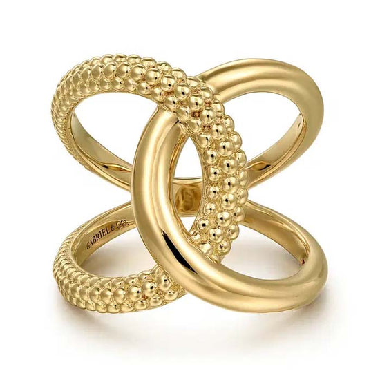 Gabriel & Co. "Bujukan" Twisted Intertwining ring in 14K Yellow Gold