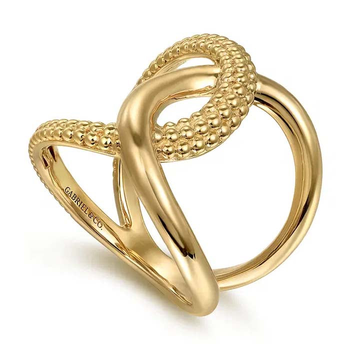 Gabriel & Co. "Bujukan" Twisted Intertwining ring in 14K Yellow Gold