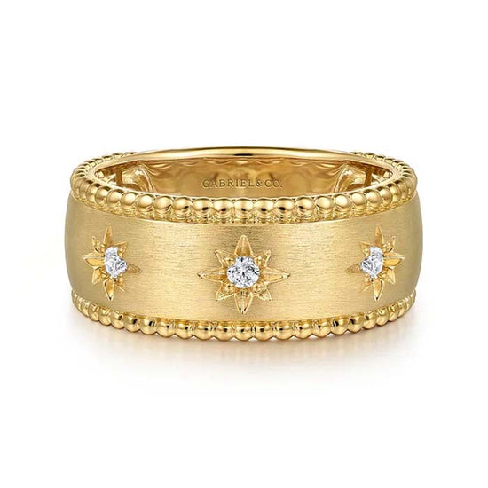 Gabriel & Co. Bujukan Wide Diamond Band Ring in 14K Yellow Gold