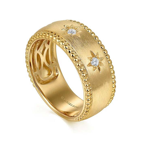 Gabriel & Co. Bujukan Wide Diamond Band Ring in 14K Yellow Gold