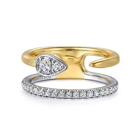 Gabriel & Co. Diamond Easy Stackable Ring in 14K Yellow and White Gold