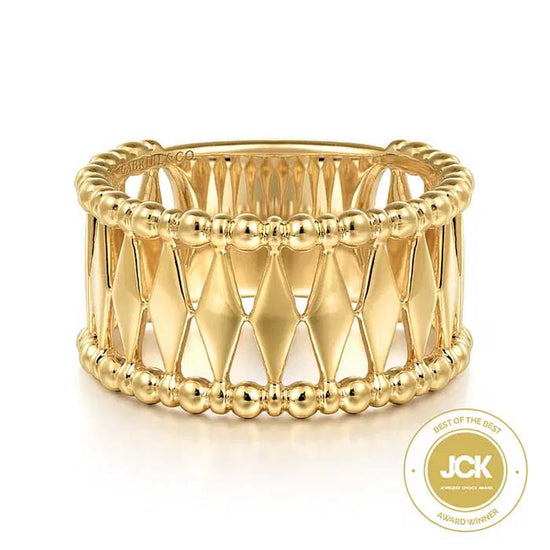 Gabriel & Co. Classic Wide "Bujukan" Band Ring in 14K Yellow Gold