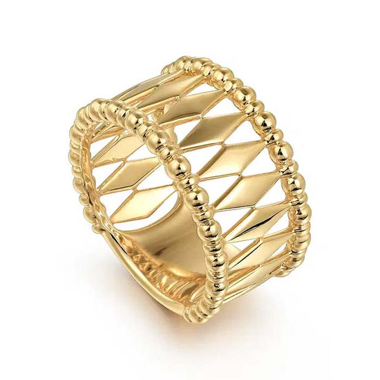 Gabriel & Co. Classic Wide "Bujukan" Band Ring in 14K Yellow Gold