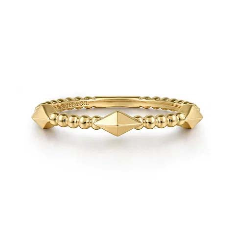 Gabriel & Co. Plain Gold Bujukan Pyramid Stackable Ring in 14K Yellow Gold