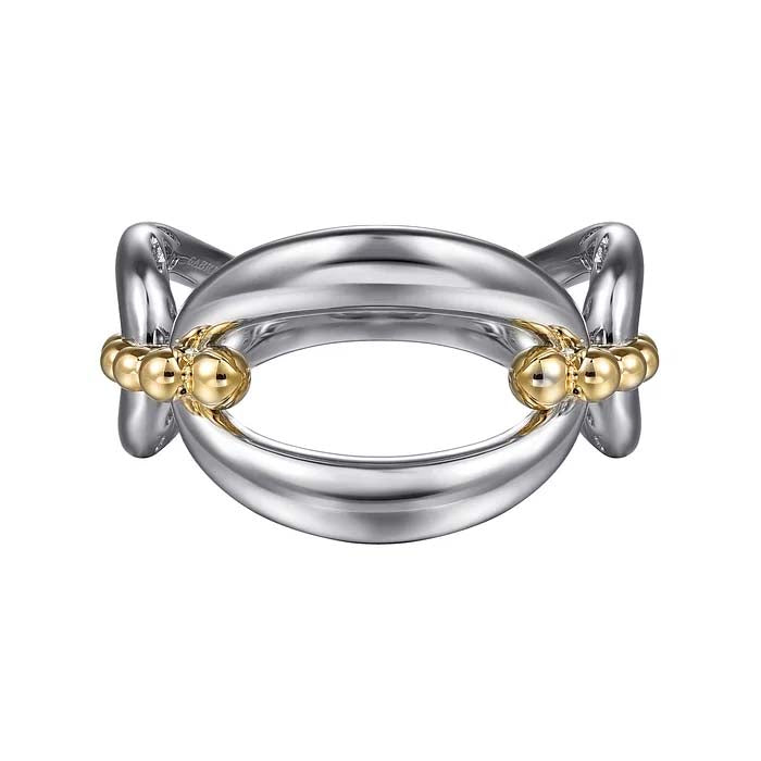 Gabriel & Co Bujukan Link Ring in 14K Yellow Gold and Sterling Silver