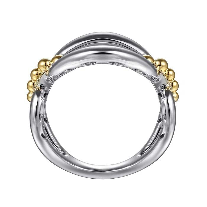 Gabriel & Co Bujukan Link Ring in 14K Yellow Gold and Sterling Silver