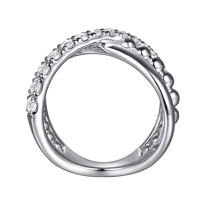 Gabriel & Co Bujukan White Sapphire Cris-Cross Ring in Sterling Silver