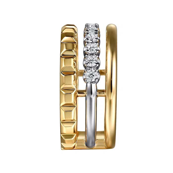 Gabriel & Co. Contemporary Diamond Easy Stack Ring in 14K Yellow and White Gold